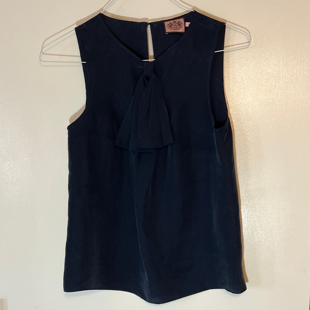 Juicy Couture Silk Dark Blue Sleeveless Blouse